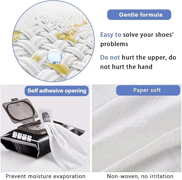 Hexagon Inr Sneaker & Shoe Cleaner Wipes - 1 Packs of 80 - Portable Sneakers Cleaner Shoe Wipes Quickly Remove Dirt & Stains - These Disposable Shoe Cleaning Wipes Can Be Used On Most Footwear