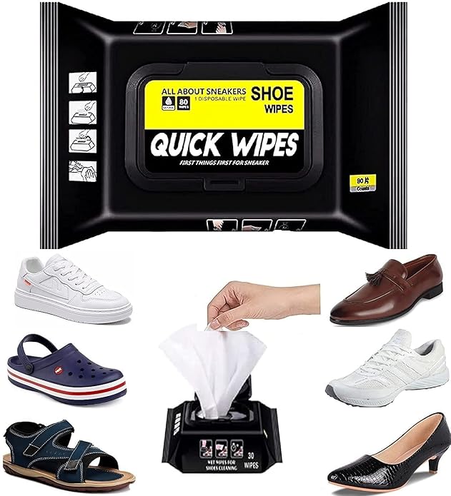 Hexagon Inr Sneaker & Shoe Cleaner Wipes - 1 Packs of 80 - Portable Sneakers Cleaner Shoe Wipes Quickly Remove Dirt & Stains - These Disposable Shoe Cleaning Wipes Can Be Used On Most Footwear